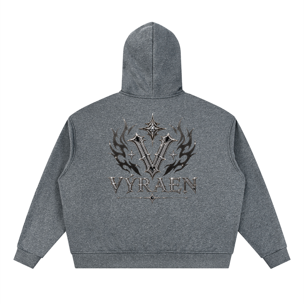 VYRAEN Sparkles Full Zip Boxy Hoodie