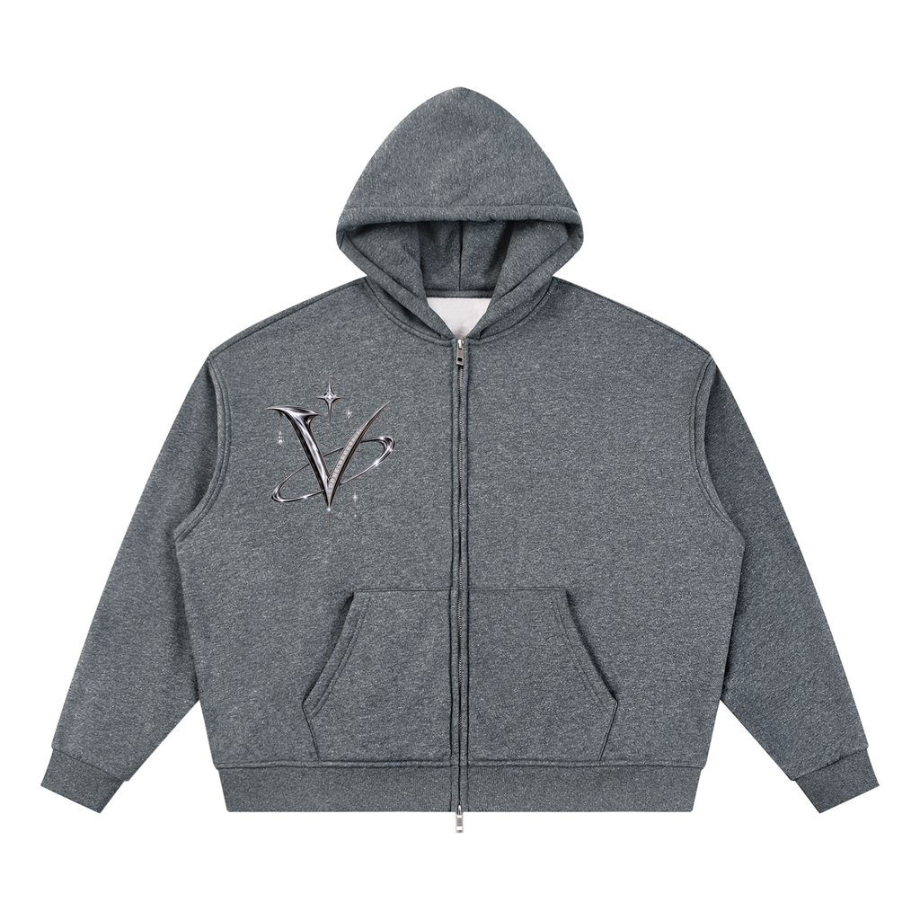 VYRAEN Sparkles Full Zip Boxy Hoodie