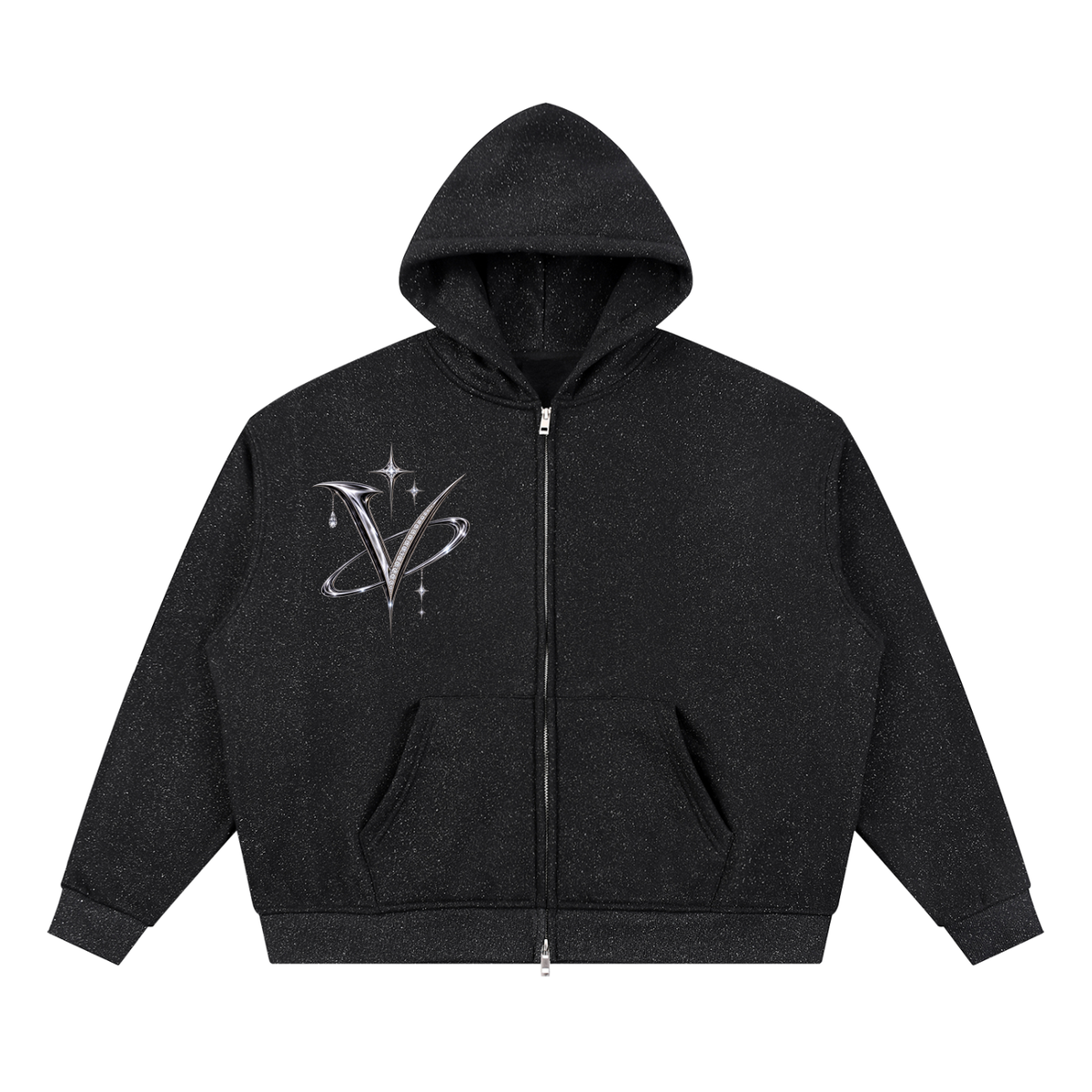 VYRAEN Sparkles Full Zip Boxy Hoodie